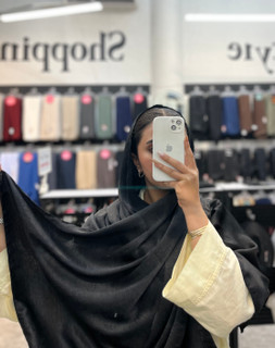 شال ابریشم کوپرا ساده مشکی