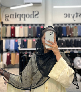 شال پلیسه توری ساده مشکی