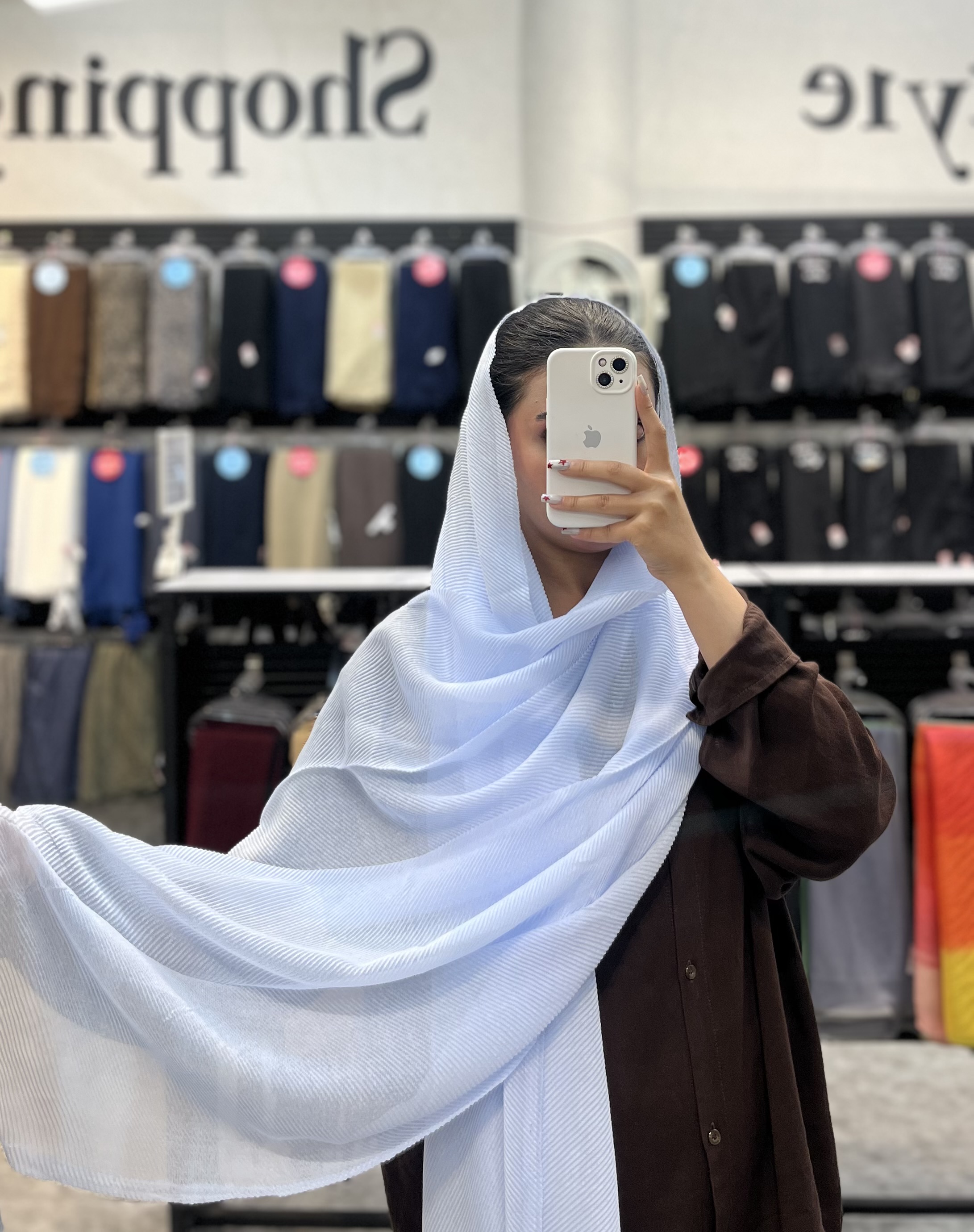 شال پلیسه تک رنگ آبی روشن