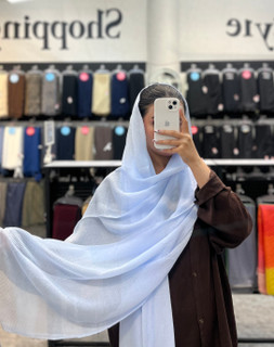 شال پلیسه تک رنگ آبی روشن